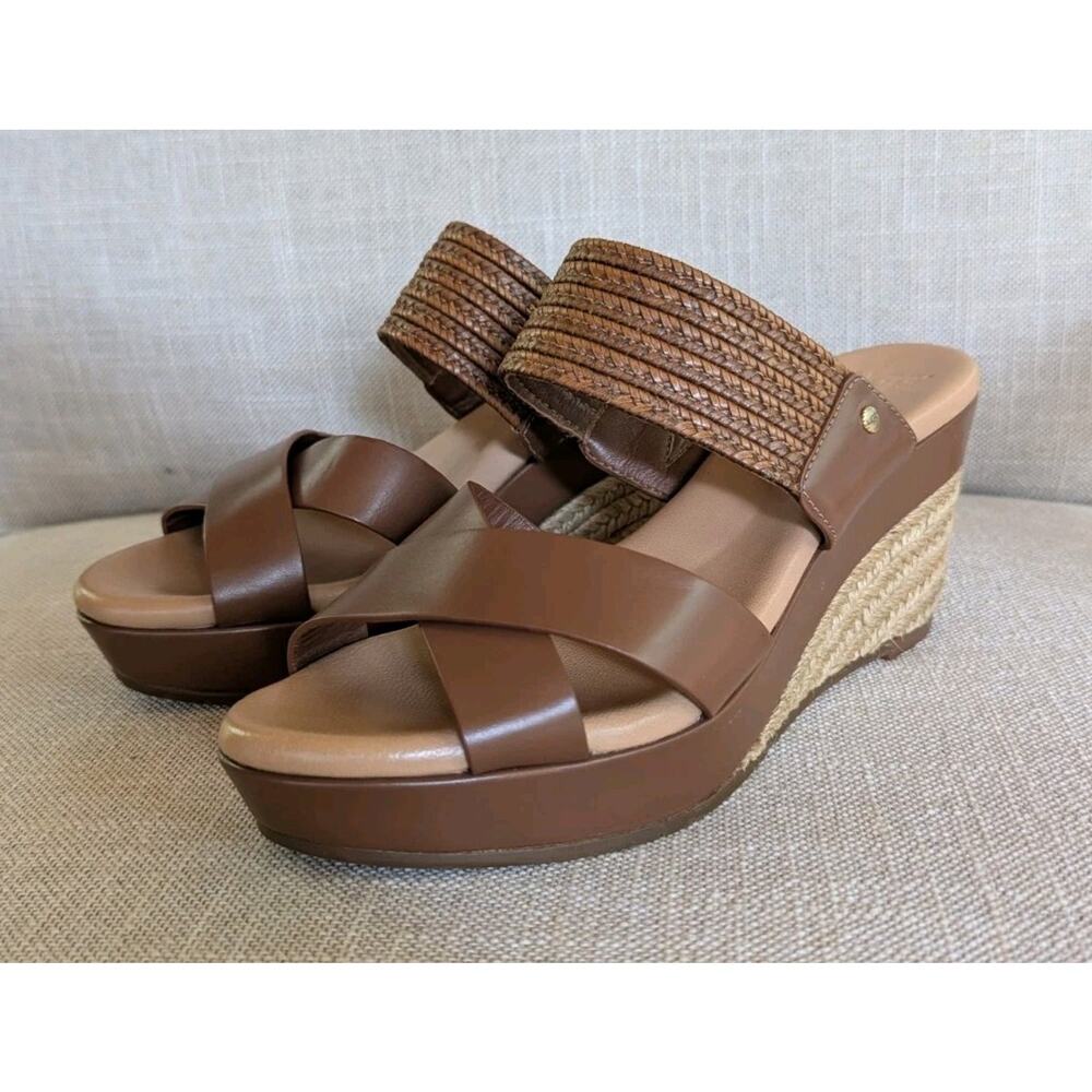 UGG Womens Adriana Wedge Platform Sandal Brown US Size 8 EU 39 Excellent